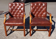 PAIR OF LEATHER CHESTERFIELD GAINSBOROUGH ARMCHAIRS        DELIVERY AVAILABLE