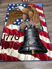 1976 American Legend Wall Rug Liberty Bell Eagle Flag Alexander Smith NOS