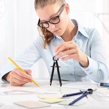 2x Professional Geometry Compass,Woodworking, Silver, Blue  Metal