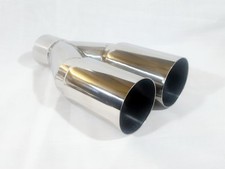 3" Twin Straight Cut Tailpipe Tip Euro Look Stainless Steel Exhaust System