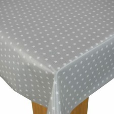 Fryetts Twinkle Stars Grey Cotton PVC Fabric WIPE CLEAN Tablecloth Oilcloth