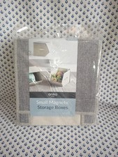 2 pack Anika Living Small Magnetic Metal Frame Fabric Storage Boxes Grey New
