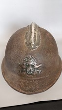 WW2 French Artillery M26 Adrian Helmet With WW1 Artillery Badge
