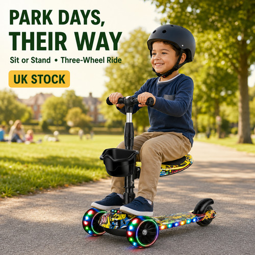 Kids wheel scooter with led - with,