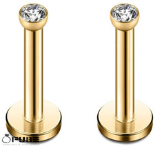 Very Tiny Gold Stud Diamond Cut Nose Lip Cartilage Labret Piercing Ring 1.5MM