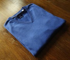 GANT size L V-Neck Premium Cotton Men's Sweaters Blue NEW