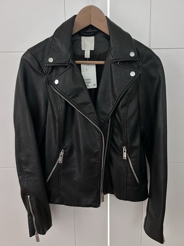Black faux leather biker - black,