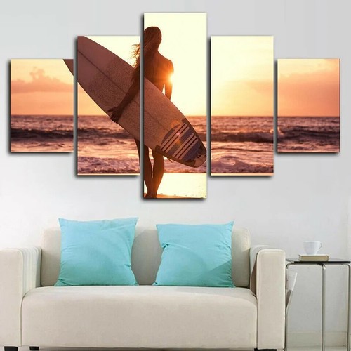 Surfer girl canvas panel - surfer,