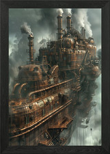 Steampunk Airship Framed Wall