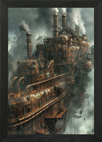 Steampunk airship framed wall - airship,