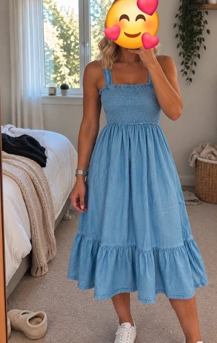 Blue denim maxi - denim, dress