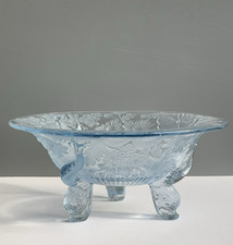 Sowerby Antique Pressed Glass Dolphin Bowl - Ice Blue, Less Common Colour