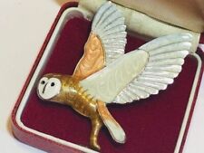 Beautiful Enamel BARN OWL Brooch Shawl Pin Jewellery Wildlife Nature