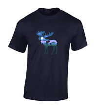 MOOSE NIGHT SKY MENS T SHIRT COOL NATURE ANIMAL DESIGN VEGAN RETRO FASHION