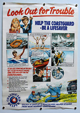 RARE VINTAGE DEPARTMENT OF TRANSPORT COASTGUARD HELPER POSTER c1980