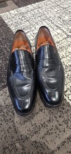 Santoni Black Leather Slip On