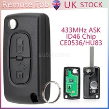2 Button Flip Remote Control Key Fob CE0536 HU83 For Peugeot 207 307 308 407 807