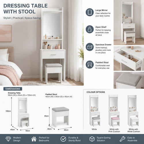 Dressing table with mirror - table,