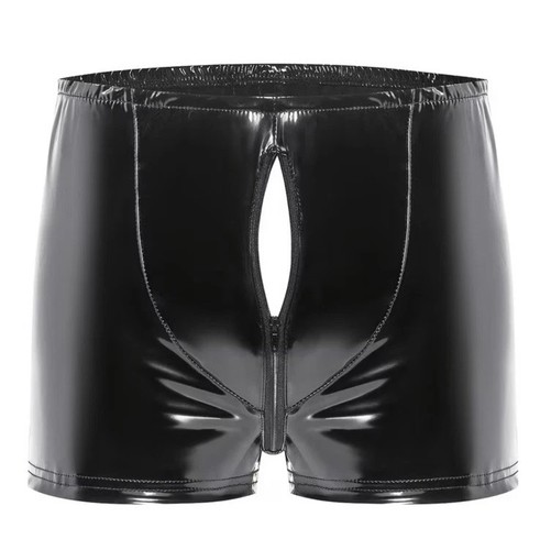 Gay latex rubber look shorts - latex,