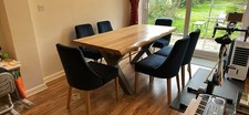 Brooklyn 6ft Oak Dining Table + 6 Marlene Velvet Chairs - Excellent Condition