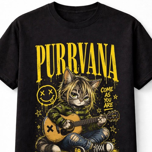 Grunge cat purrvana guitar - cat,