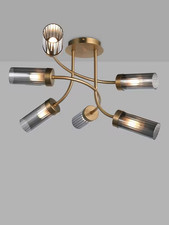 JOHN LEWIS DYAD 6 LIGHT SEMI FLUSH CEILING LIGHT BRASS