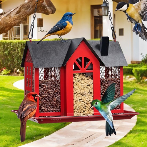 Hanging metal bird feeder - metal,