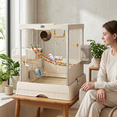 Flat top bird - cage, for