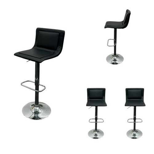 Black leather bar stools gas - black,