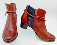 CAPRICE Women's Size 6.5 Brown Leather & Black Suede Zip Up  Ankle Boots