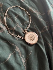 WOODFORD Stainless Steel Skeleton Pocket Watch With Free Sterling Silver chain 