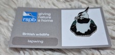 RSPB Bird Pin Badge - Lapwing On Grey Backing Card
