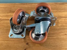 Industrial Heavy Duty Lag Alloy  Braked Castors, 80mm X 20mm Set of 3