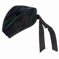 BLACK WATCH TARTAN 100% WOOL GLENGARRY HAT SCOTTISH HIGHLAND WEAR