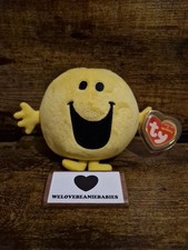 Mr Happy Mr Men Ty Beanie Babies Soft Toy Plush with Tags