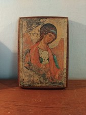 VINTAGE RELIGIOUS ICON PAPER ON WOOD 10CMS X 16CMS