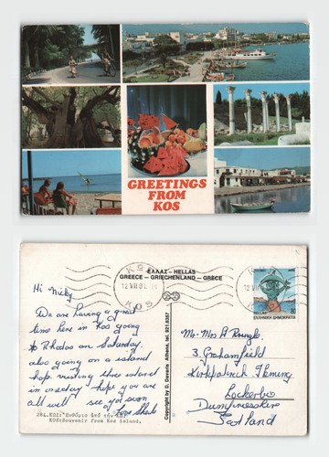 Postcard greetings from - postcard, kos