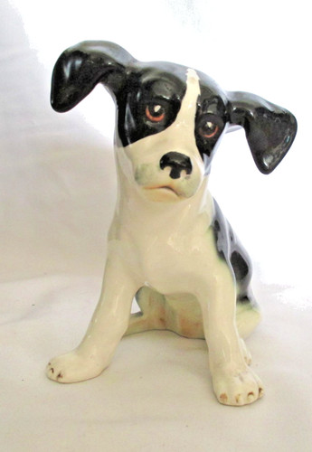 Ceramic black white puppy - black, &