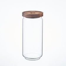 Airtight Glass Jars with Acacia Lids, Kitchen Storage, Food-Safe Organiser
