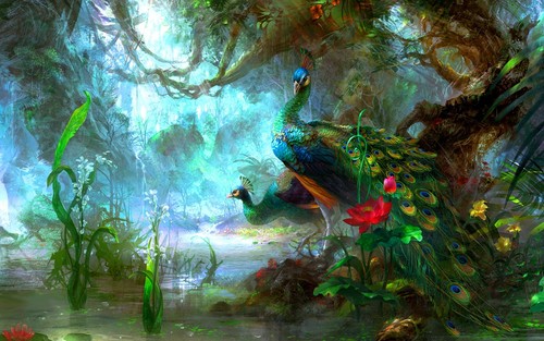 Fantasy peacock wall sticker - fantasy,