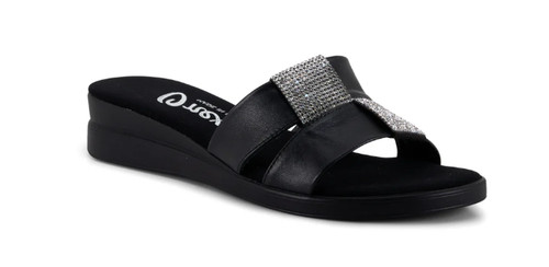 Onex lino black leather slide - lino,