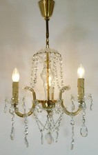 Vintage French 3 Light Swagged Marie Therese Glass and Crystal Chandelier