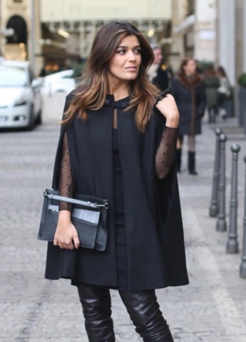Zara black long - black, cape