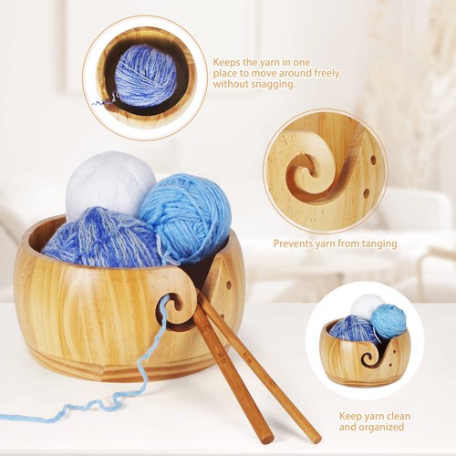 Wooden yarn bowl wool holder - yarn,