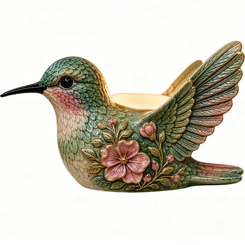 Hummingbird resin candlestick - resin,