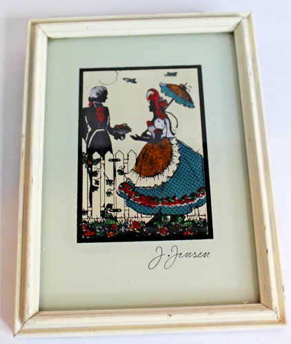 Vintage framed reverse - framed, painted