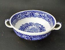 Vintage Mason's Patent Ironstone Blue "Vista" Twin Handled Soup Coupe Cup Bowl