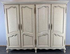 Wardrobe Vintage Shabby Chic Louis Style Cream 4 Door Curved Armoire LOT 4159
