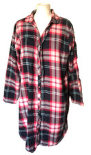 Ladies Check Flannel Night Shirt, Soft Warm Nightie Nightwear, Size 18
