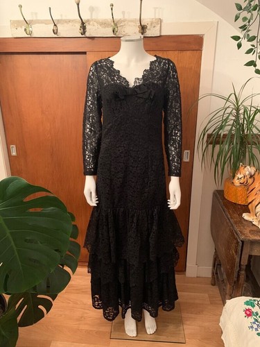 Vintage black lace heavy - vintage,